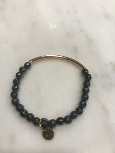 Three piece bracelet set with rose gold bars