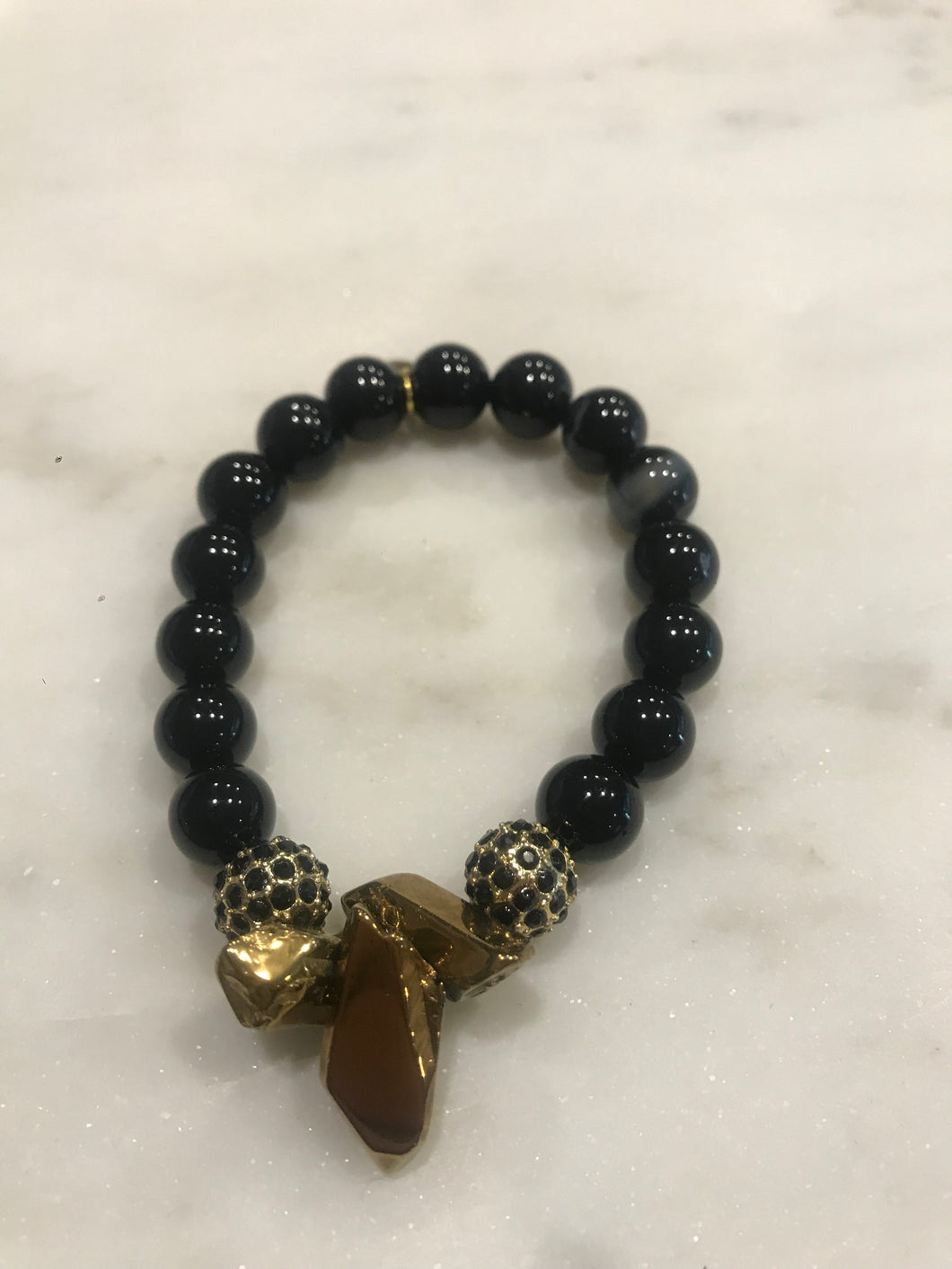 Black and gold spike bracelet