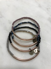 Load image into Gallery viewer, Four piece bracelet stack set with rose gold bar