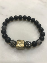 Load image into Gallery viewer, Pyrite center chunk with side pave beads