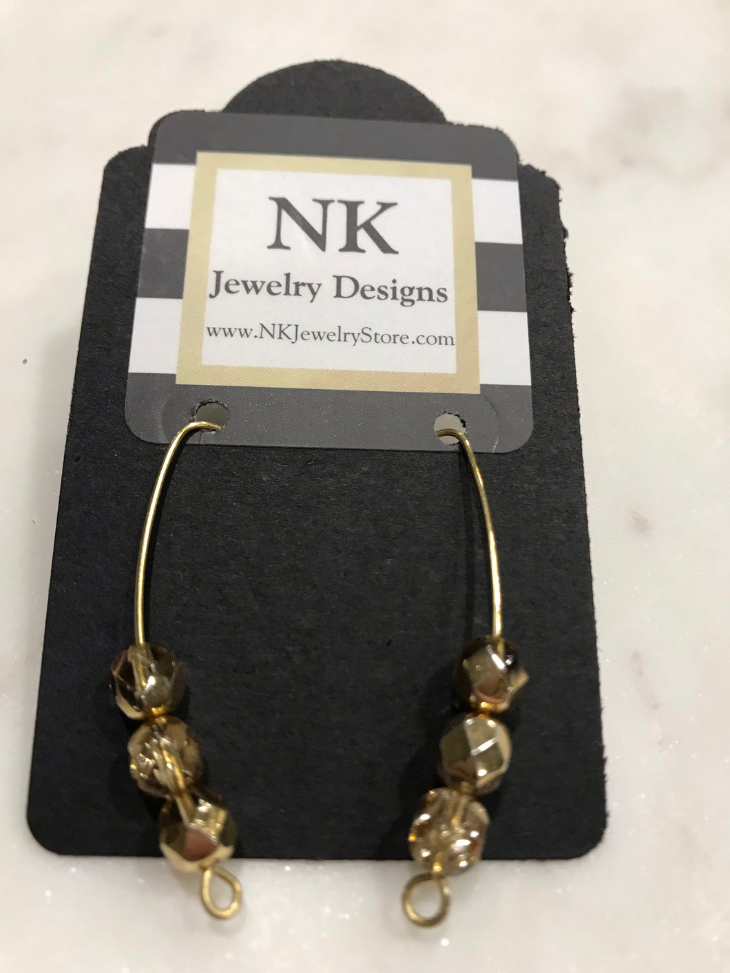 Brass Earrings with Gold Czech Glass beads