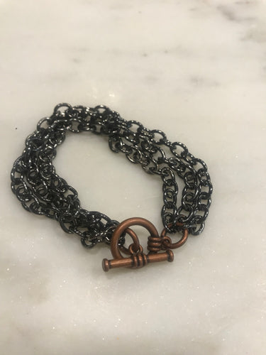 Three strand gunmetal bracelet