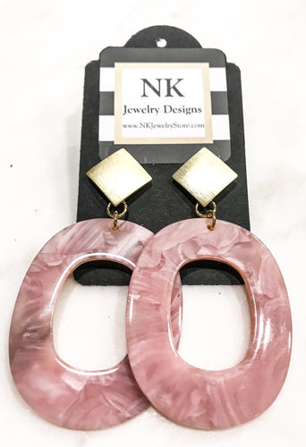 Pink oval hoop earrings