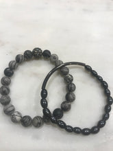 Load image into Gallery viewer, Two piece gray jasper and hematite set