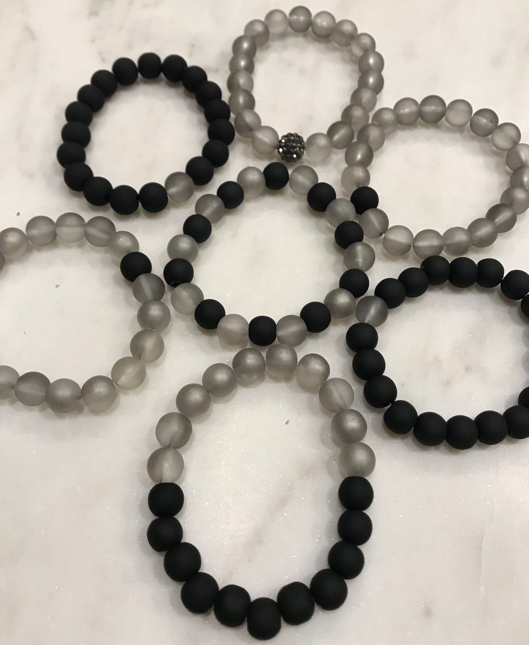 Gray and black glass bead bracelets
