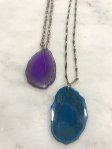 Agate pendant in purple or teal