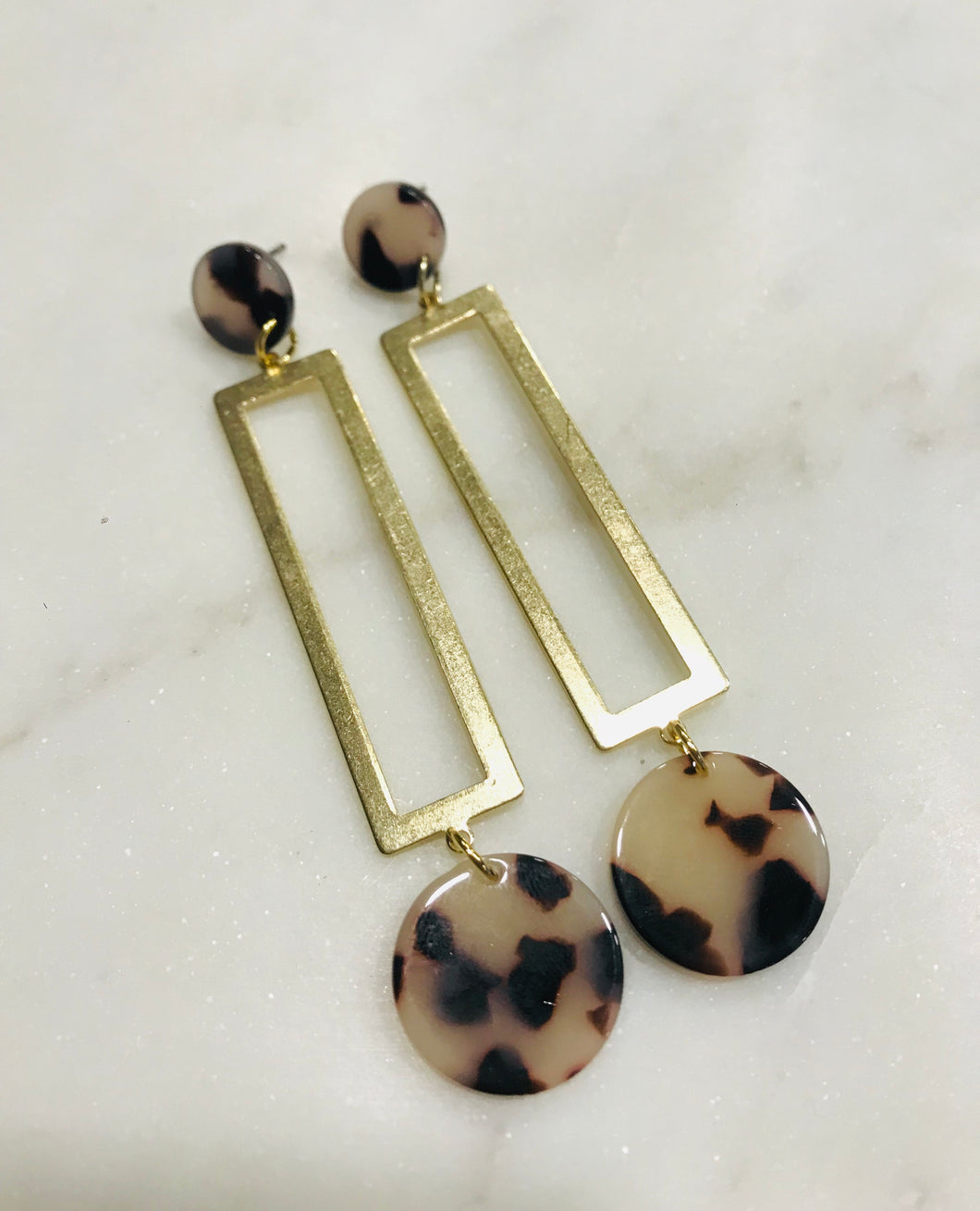 Tortoise gold combo hanging earrings