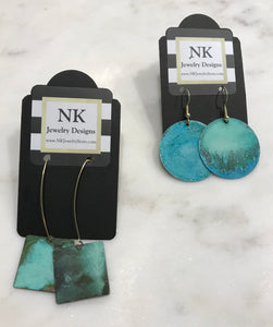Turquoise brass earrings