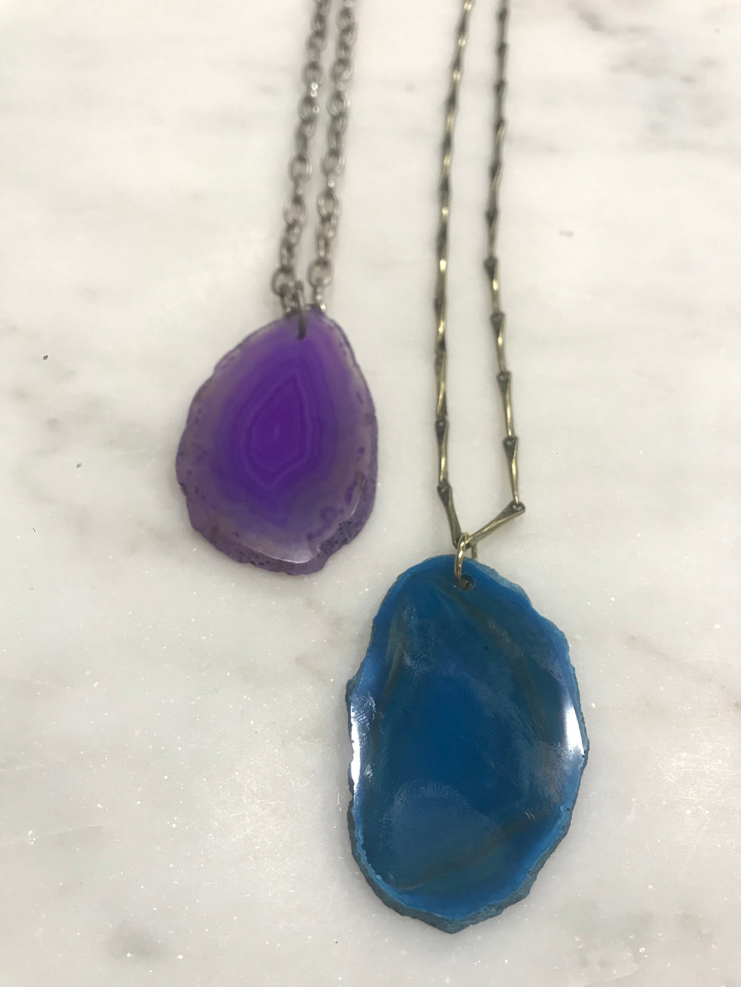 Agate pendant in purple or teal