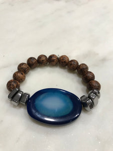 Blue agate center piece bracelet