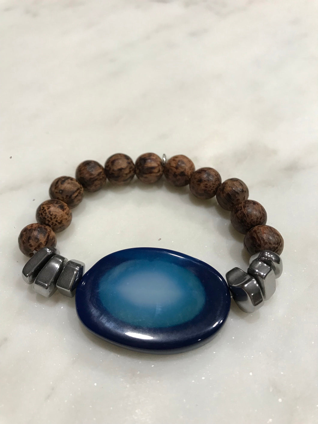 Blue agate center piece bracelet