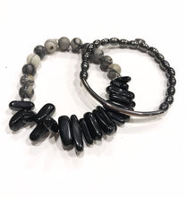Load image into Gallery viewer, Black and gray jasper spike set